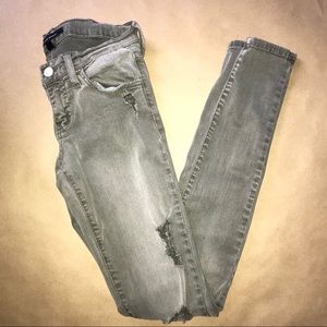 Flying monkey olive green distressed jeans